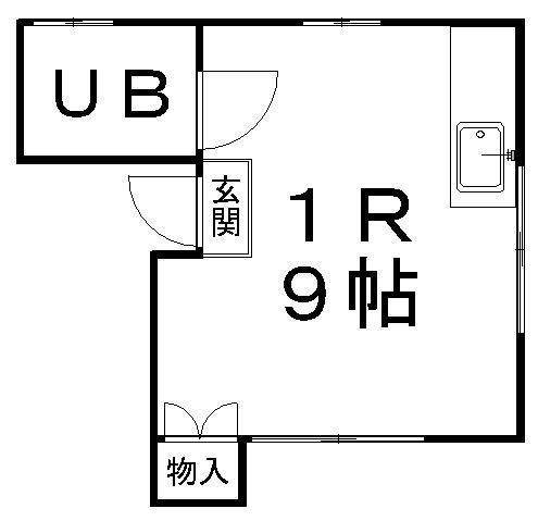 コーポ一高南B(ワンルーム/2階)の間取り写真