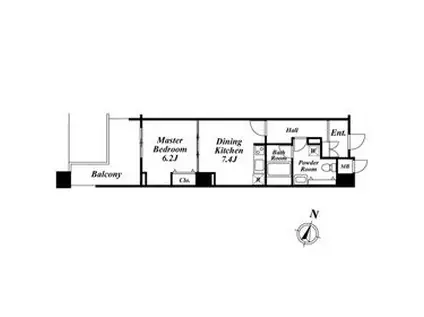 アクロス目黒タワー(1DK/7階)の間取り写真