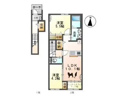 ＪＲ水郡線 上菅谷駅 徒歩14分 2階建 新築(2LDK/2階)の間取り写真