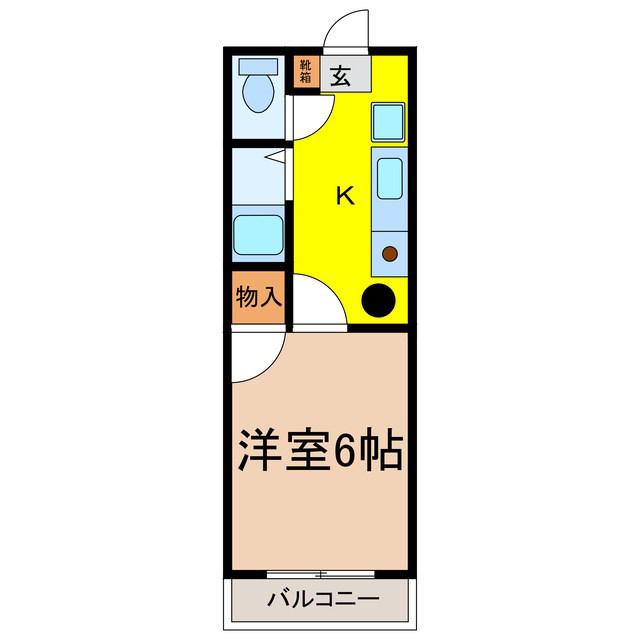 ウィングス21(1K/2階)の間取り写真