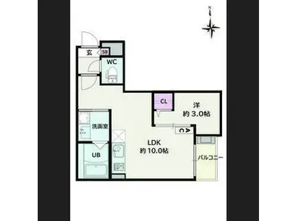 JACK MOTOSHIBATAHIGASHII(1LDK/3階)の間取り写真