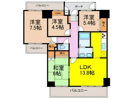 サーパス諫早(4LDK/14階)の間取り写真