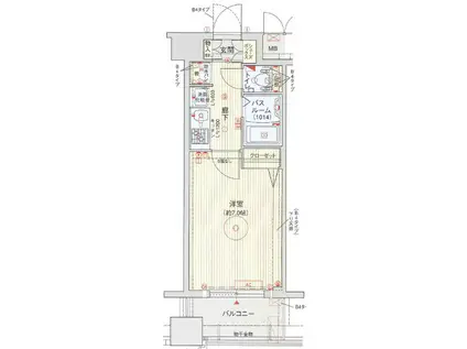 エステムコート難波サウスプレイス(1K/3階)の間取り写真