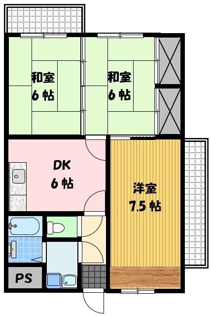 ベルジュ(3DK/4階)の間取り写真