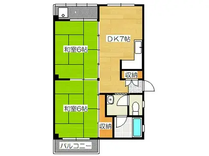 シャトレ太宰府II(2DK/3階)の間取り写真