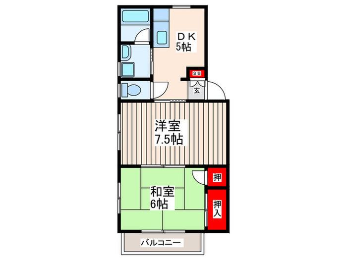 平和台ハイツ(2DK/1階)の間取り写真