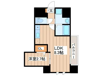 ヴェール広瀬町(1LDK/2階)の間取り写真