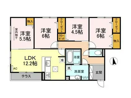 ピアチェーレアミカ(4LDK/3階)の間取り写真