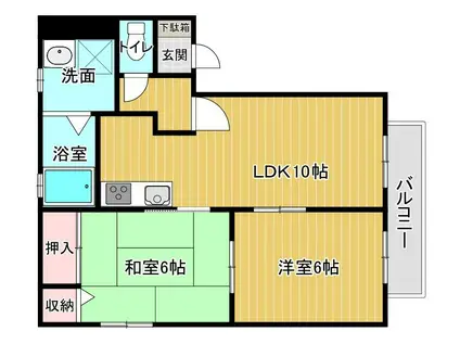 北秀荘(2LDK/1階)の間取り写真