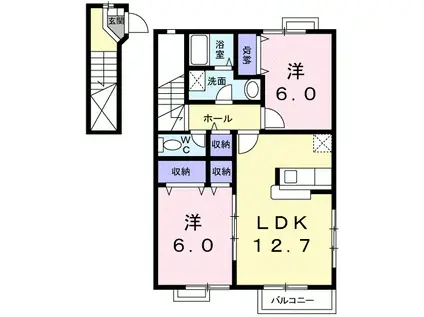 アルバーダKII (2LDK/2階)の間取り写真