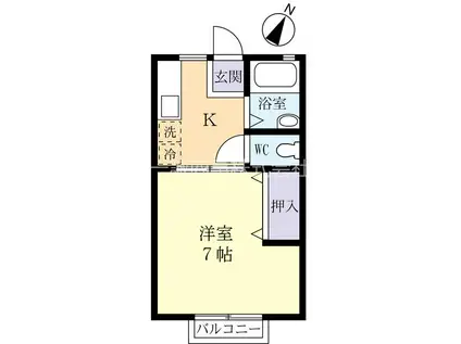 アーデン・ハイツ(1K/2階)の間取り写真