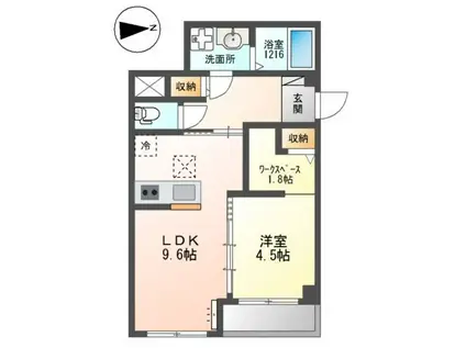 ブランキューブ南摂津(1SLDK/1階)の間取り写真