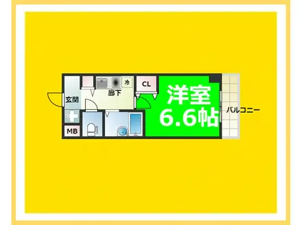 ドミール桜川II(1K/4階)の間取り写真