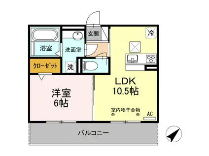 クレールA(1LDK/3階)の間取り写真