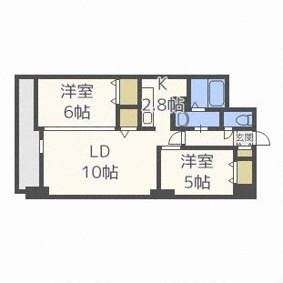 第50松井ビル(2LDK/3階)の間取り写真