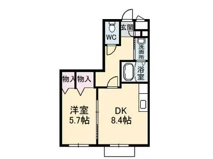 フレール山北(1DK/2階)の間取り写真
