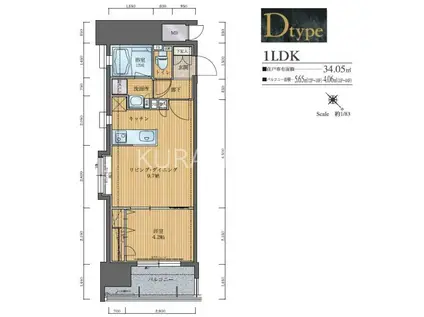 アクタス天神パークシティ(1LDK/12階)の間取り写真