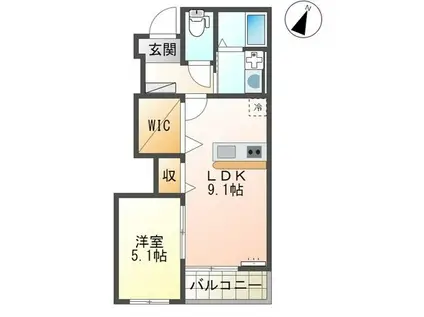 ヴォーグ(1LDK/1階)の間取り写真