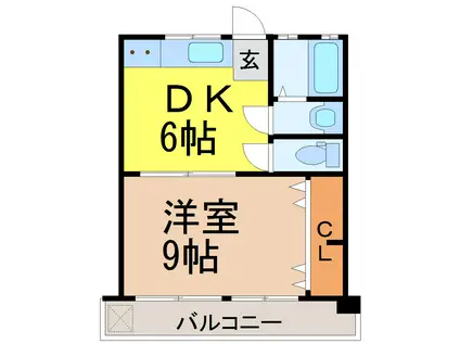 新開地ビル(1DK/1階)の間取り写真
