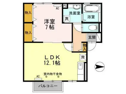 サンライフ神宮田(1LDK/1階)の間取り写真