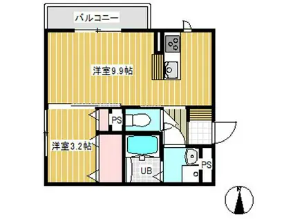 D‐ROOM SUMON(1LDK/1階)の間取り写真