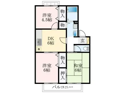 エスポワール天美(3DK/1階)の間取り写真