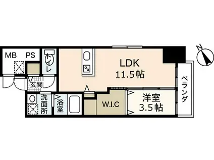 京橋町レジデンス広島駅前通(1LDK/3階)の間取り写真
