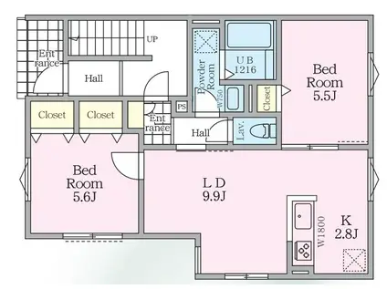 エバー グリーン プレイス2(2LDK/1階)の間取り写真
