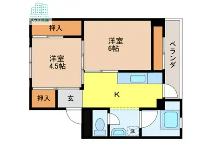 ビレッジハウス琴海I(2K/3階)の間取り写真