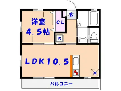 ブラックサンモール秋山(1LDK/2階)の間取り写真