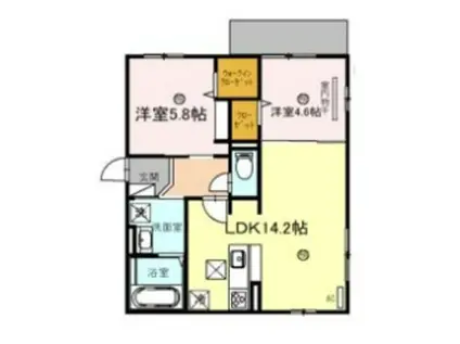 ザパークヴィラ狭山池(2LDK/2階)の間取り写真