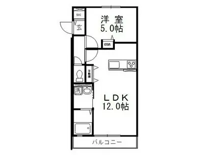 アルカ・ソラーレIV(1LDK/1階)の間取り写真
