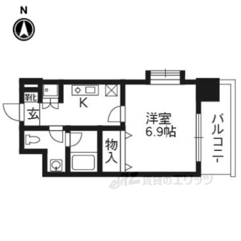 ベラジオ烏丸三条(1K/4階)の間取り写真
