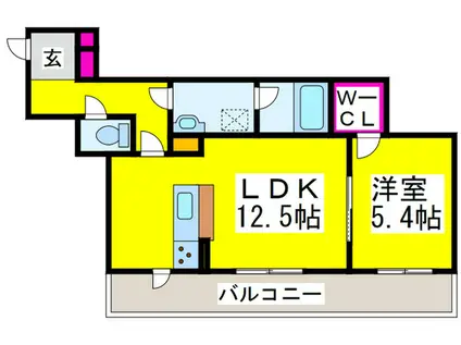 L` HOTEL DE 三国ヶ丘(1LDK/3階)の間取り写真