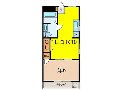 グリーンハイム塔の町(1LDK/3階)の間取り写真