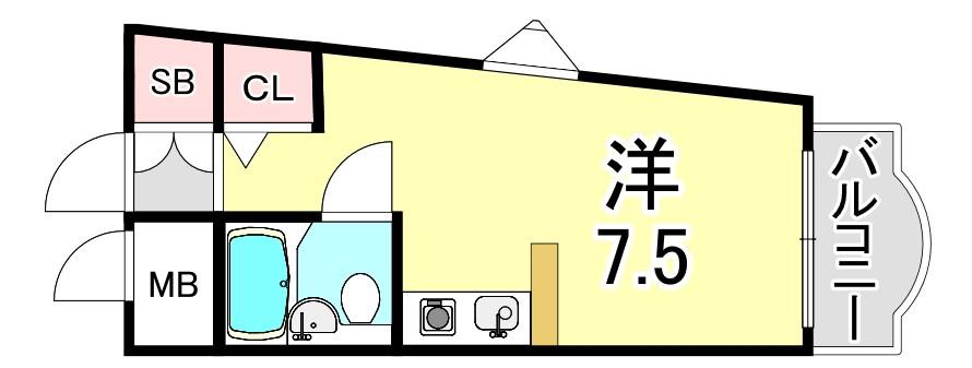 ミスティ∞(ワンルーム/2階)の間取り写真