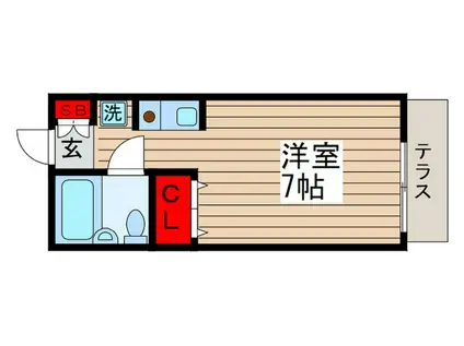 サンハイツ大森(ワンルーム/1階)の間取り写真