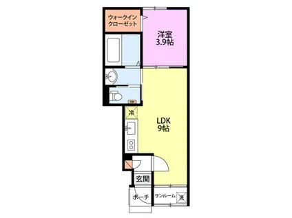 フェリースI(1LDK/1階)の間取り写真
