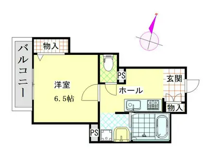 ソレアーレ三浦海岸B棟(1K/2階)の間取り写真