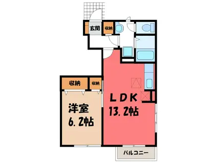 ソレアードプラーサA(1LDK/1階)の間取り写真