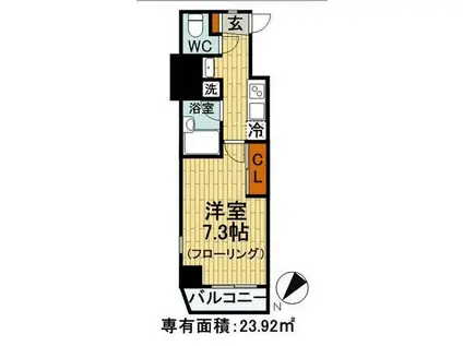 KDXレジデンス文京湯島(1K/3階)の間取り写真