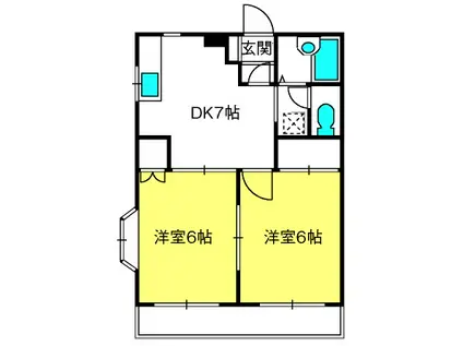 ホワイトヒルズ(2DK/2階)の間取り写真