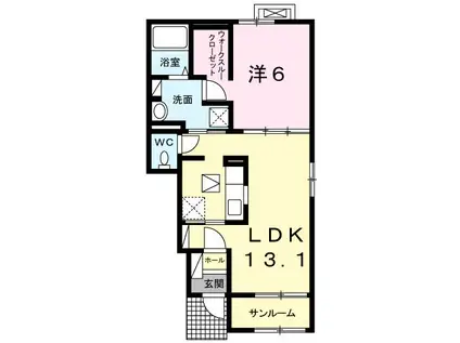 ノーヴァ(1LDK/1階)の間取り写真