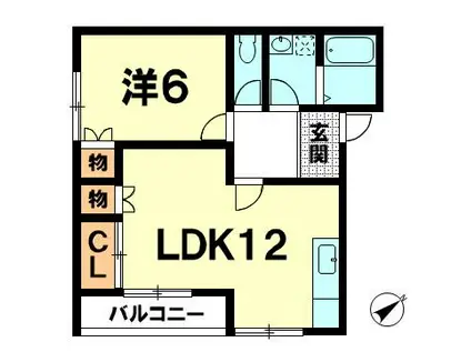 エーデル南出坂(1LDK/1階)の間取り写真
