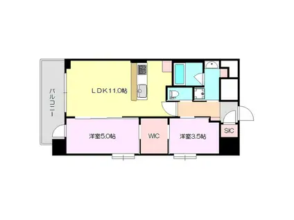 リッツ新大阪プレミアム(2LDK/9階)の間取り写真