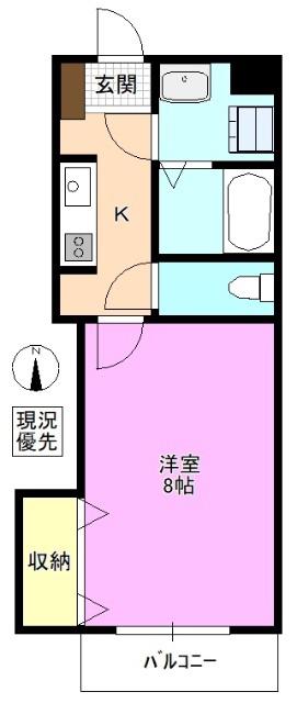 フレンドリーハイツ紺屋(1K/1階)の間取り写真