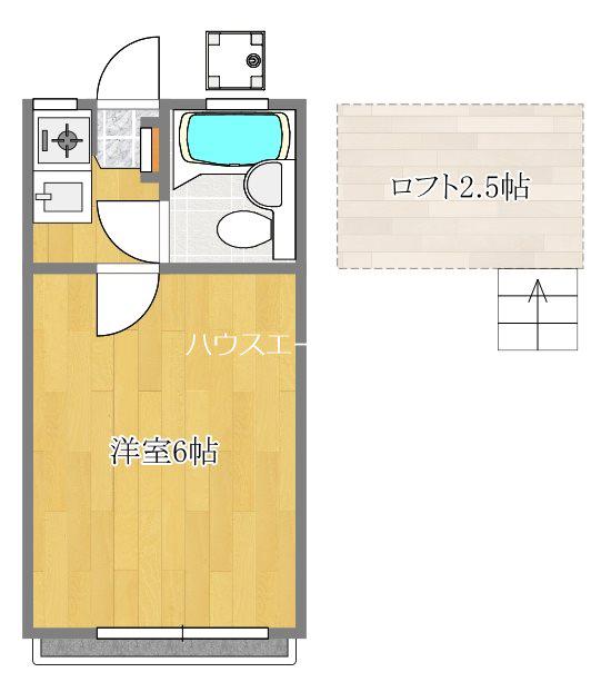 エクセル1(1K/2階)の間取り写真
