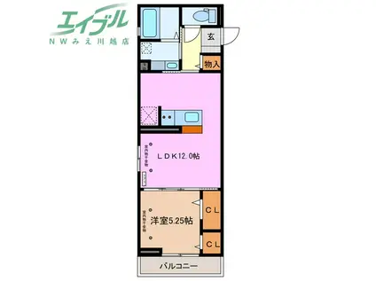 ボヌール江場(1LDK/3階)の間取り写真