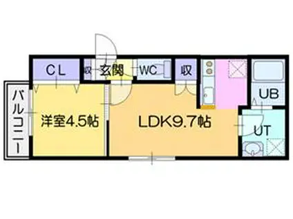 アステールN23(1LDK/2階)の間取り写真
