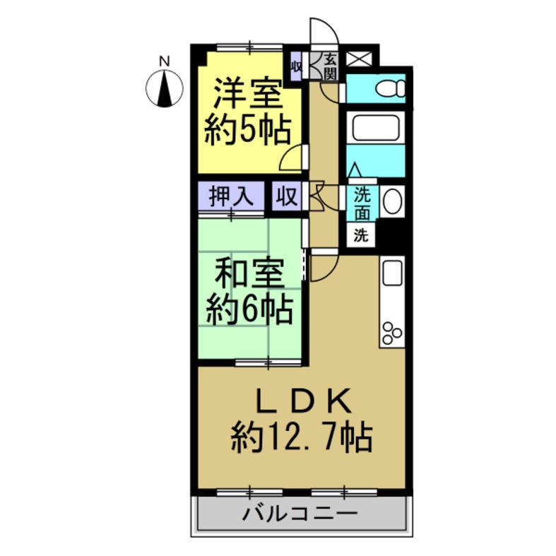 コスモハイツ(2LDK/4階)の間取り写真